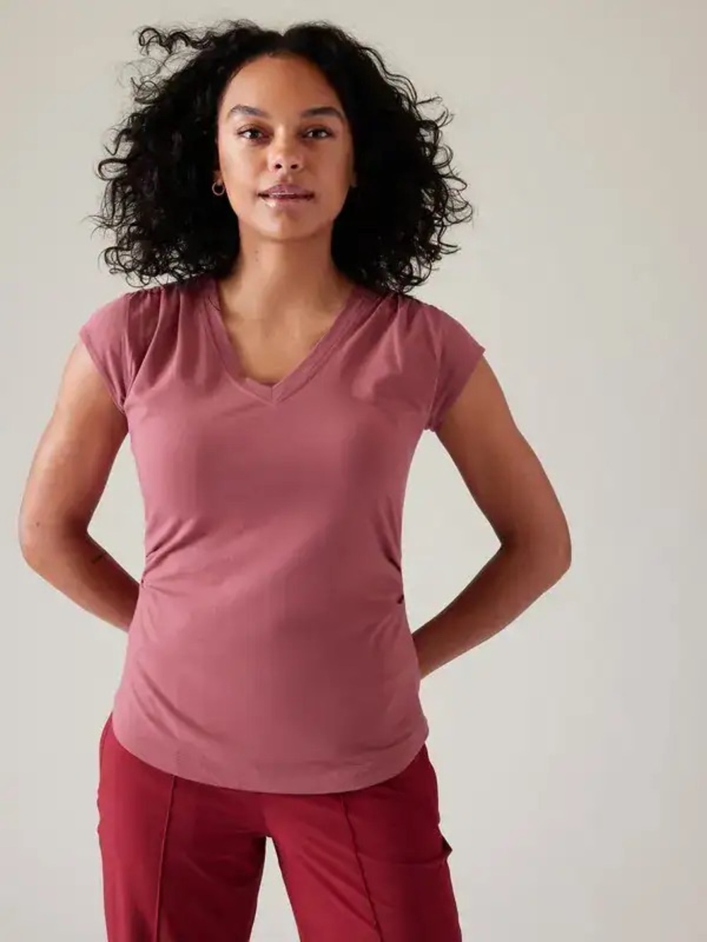 Athleta Women's Outbound V-Neck Tee - Rose